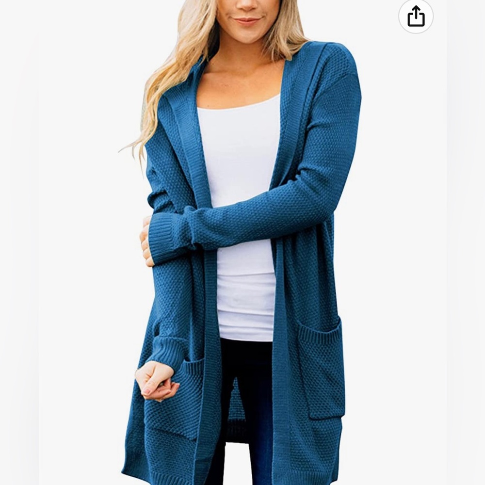 Women's Long Sleeve Open Front Hoodie Knit Sweater Cardigan Outwear